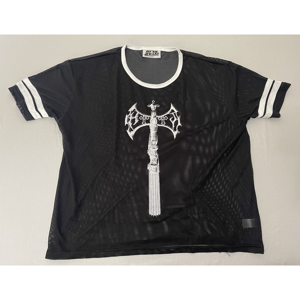 Hard Jewelry Short Sleeve Mesh Football Jersey Men's XXL Black
